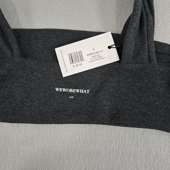 Weworewhat Bandeau Bralette Top Cotton Jersey Dark Heather Grey Size L - Picture 3 of 8